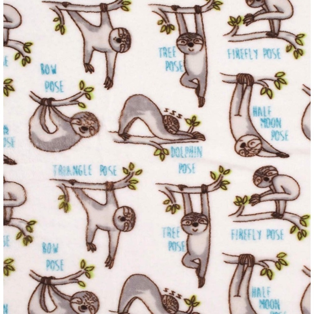 Isaac Mizrahi Yoga Yogi Sloths Plush Throw Blanket - Picture 7 of 9